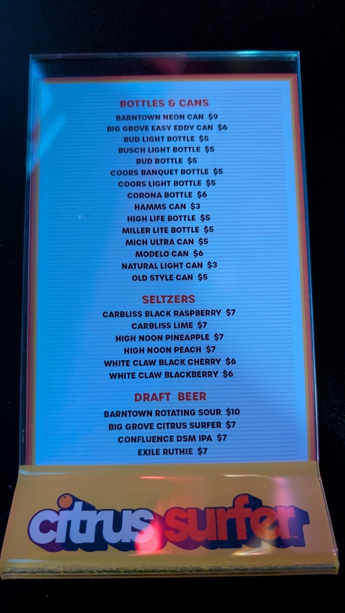 Sunset Lounge Photo Menu 3