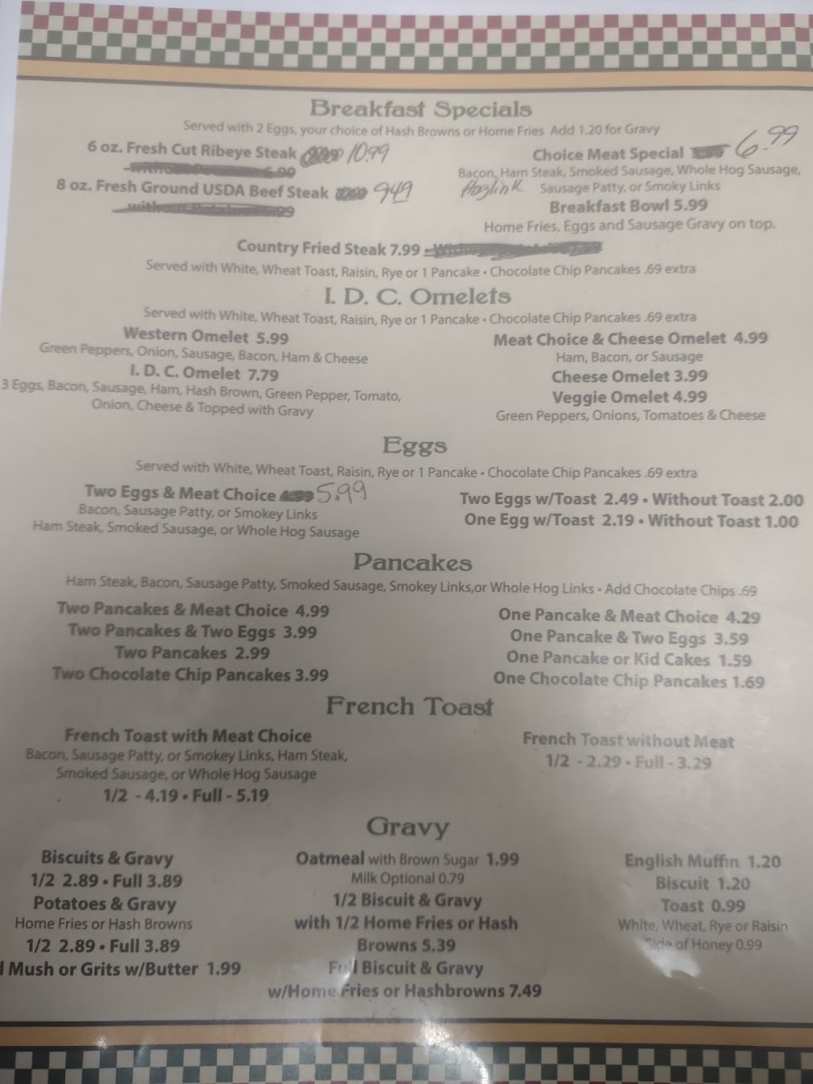 I.D.C. Pennville Restaurant Photo Menu 1