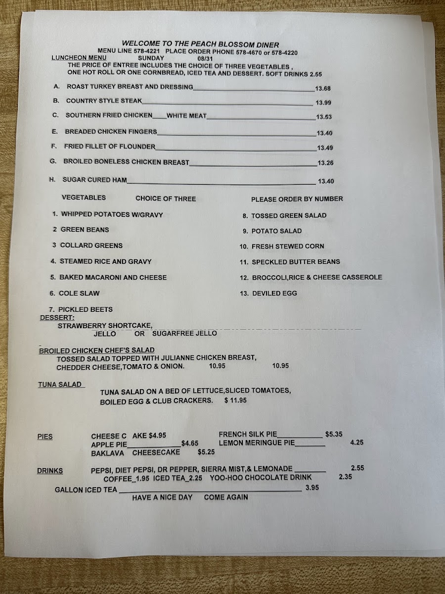 Peach Blossom Diner Photo Menu 2