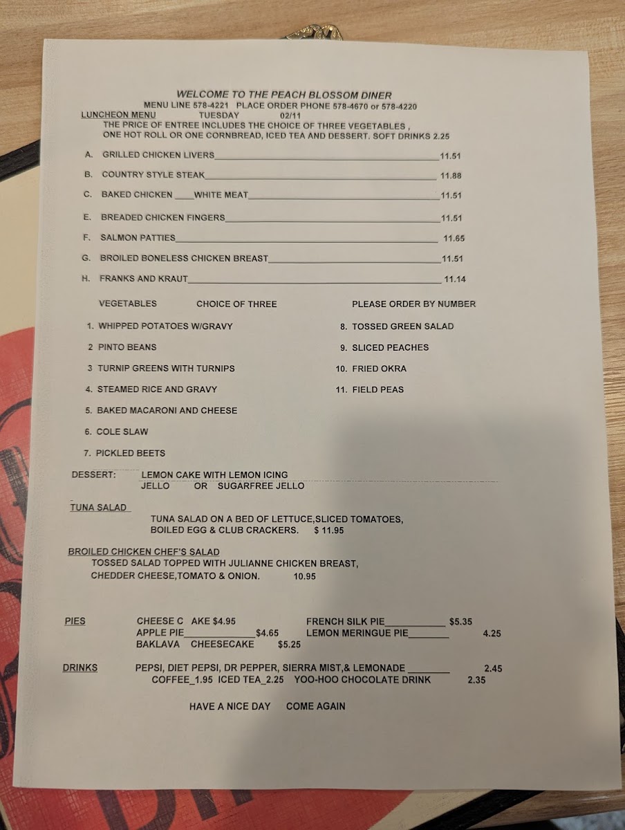 Peach Blossom Diner Photo Menu 3