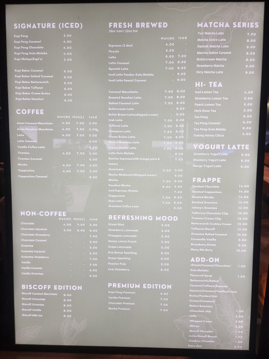 Kopi Peng Studio Photo Menu 4