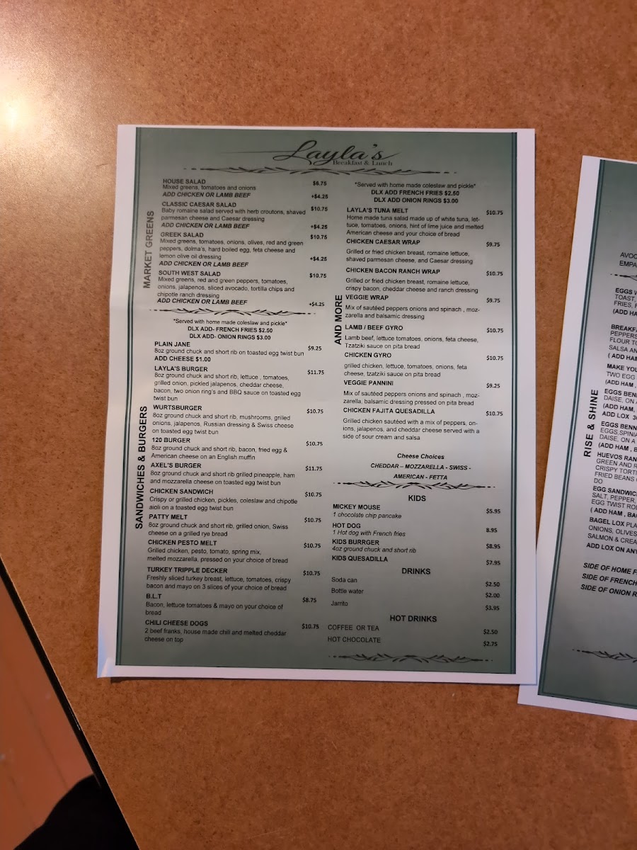Layla's Breakfast & Lunch Photo Menu 3
