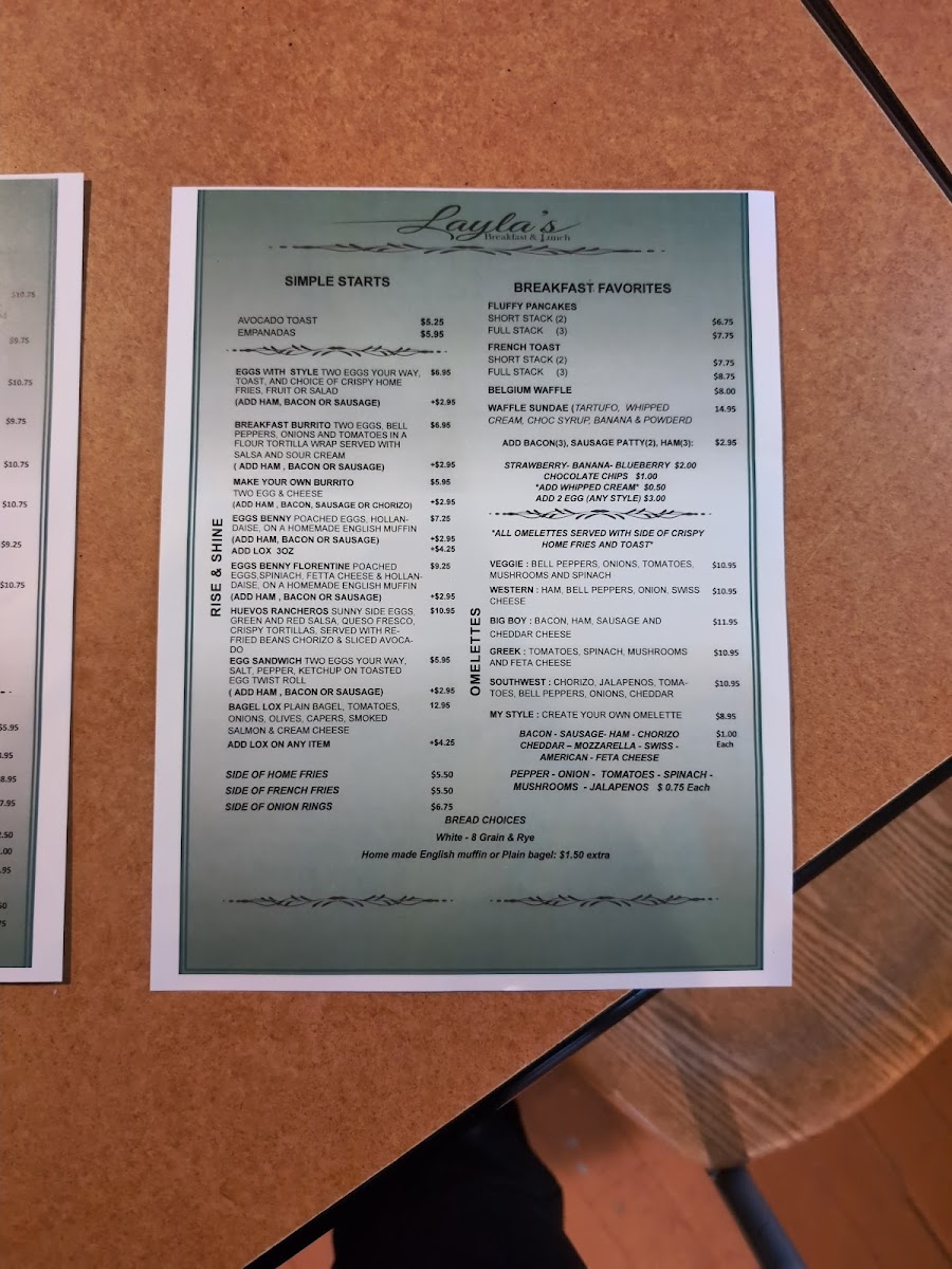 Layla's Breakfast & Lunch Photo Menu 4