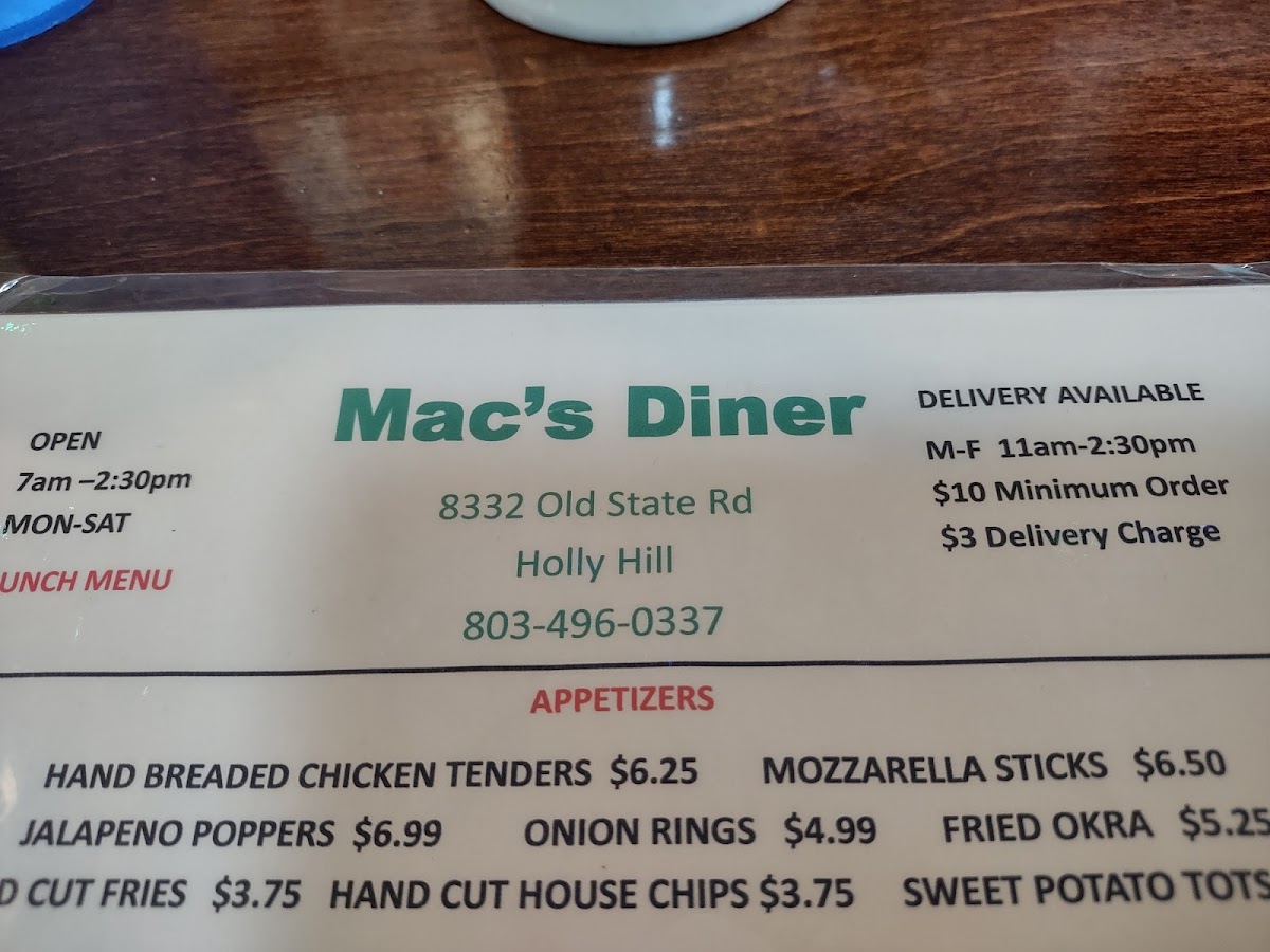 Mac's Diner Photo Menu 10