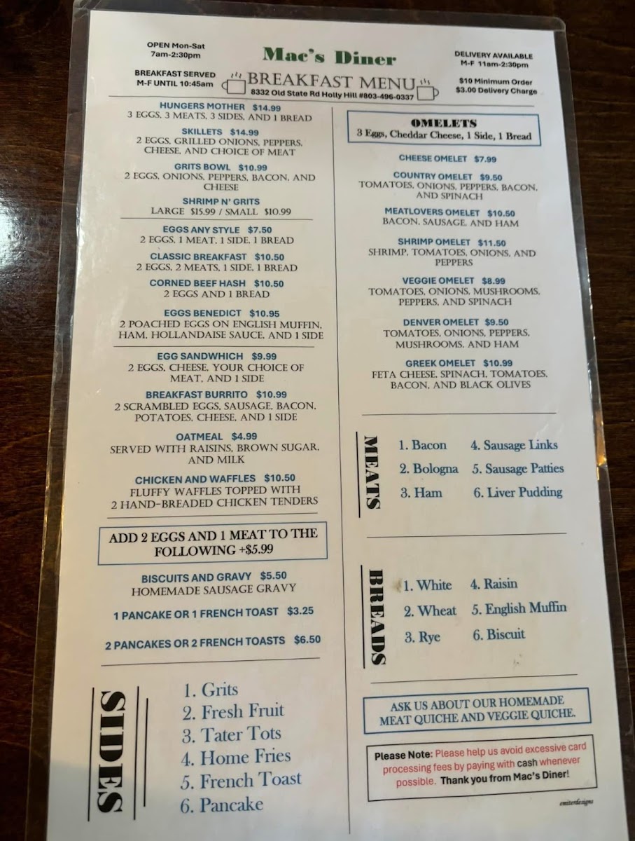 Mac's Diner Photo Menu 3