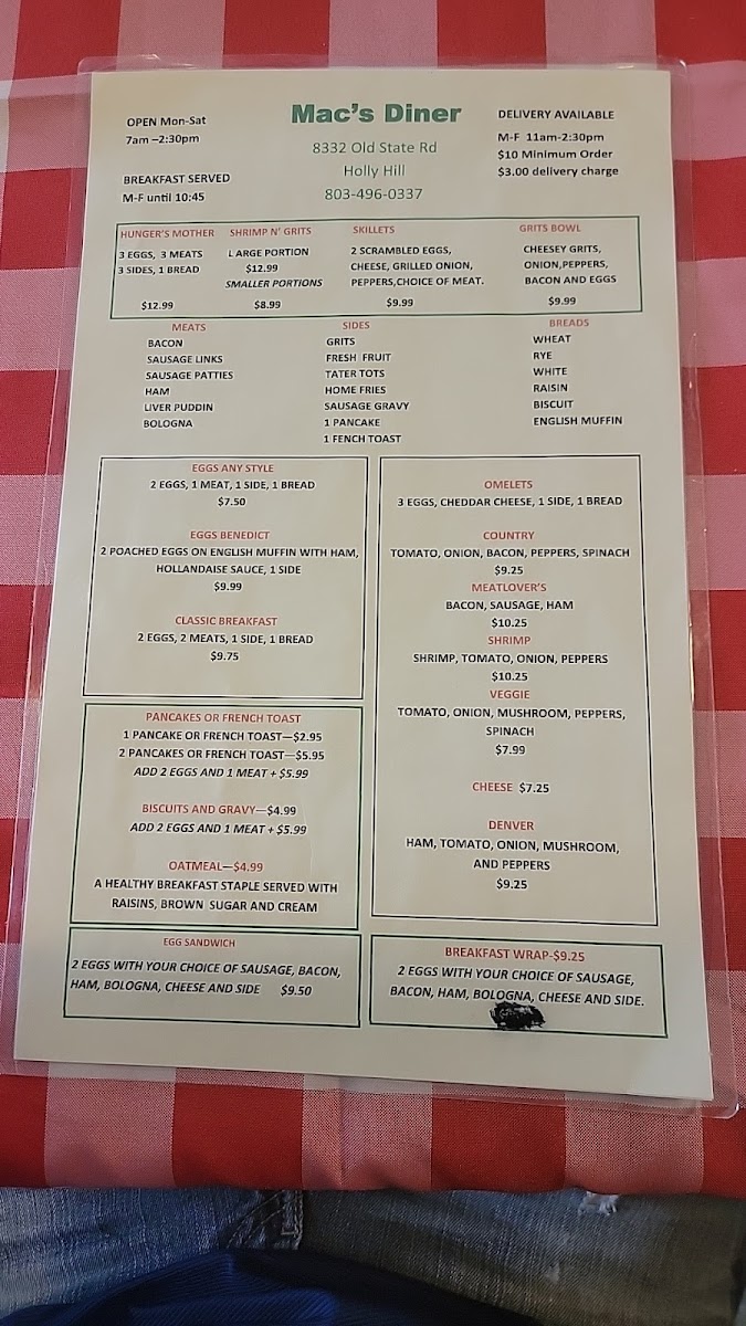 Mac's Diner Photo Menu 4