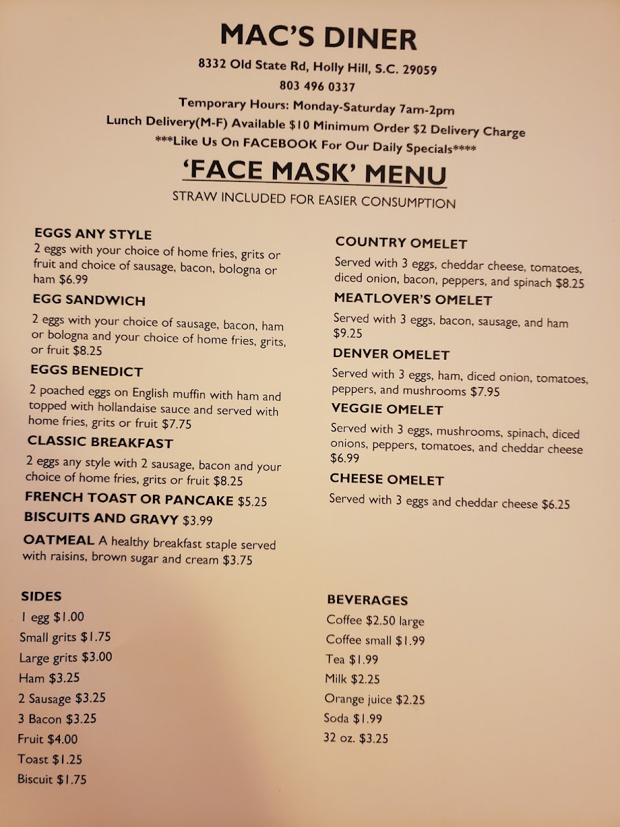 Mac's Diner Photo Menu 7