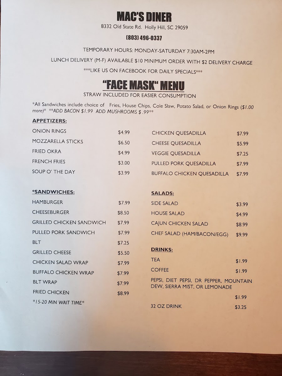 Mac's Diner Photo Menu 8