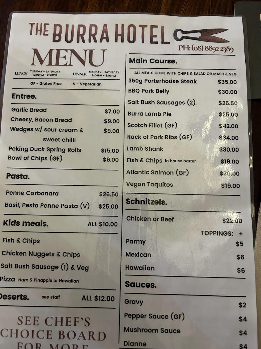 Burra Hotel Photo Menu 6