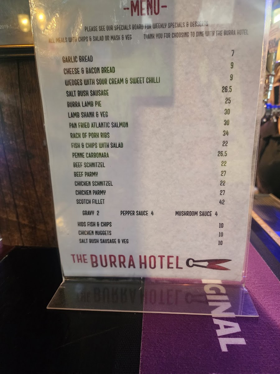 Burra Hotel Photo Menu 7