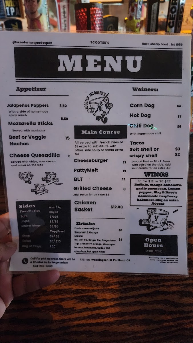 Scooter McQuades Photo Menu 1