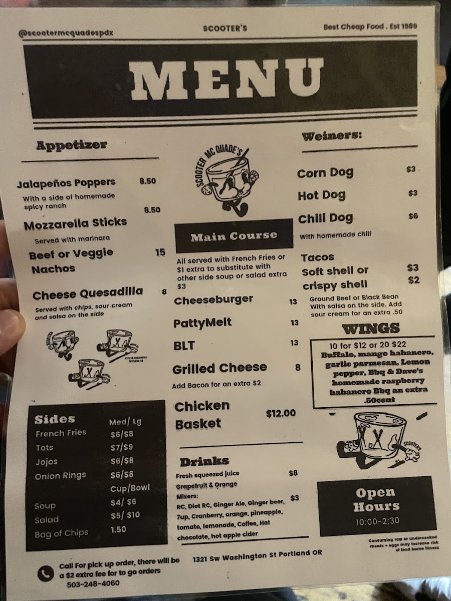 Scooter McQuades Photo Menu 2