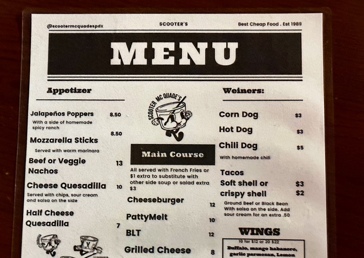 Scooter McQuades Photo Menu 3