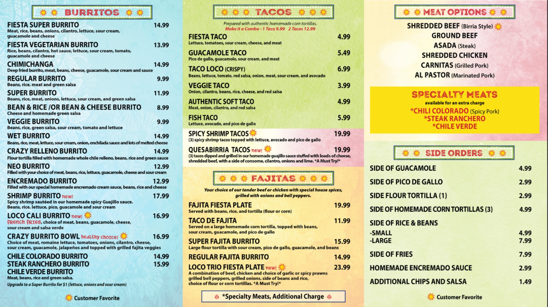 Taco Loco Photo Menu 1