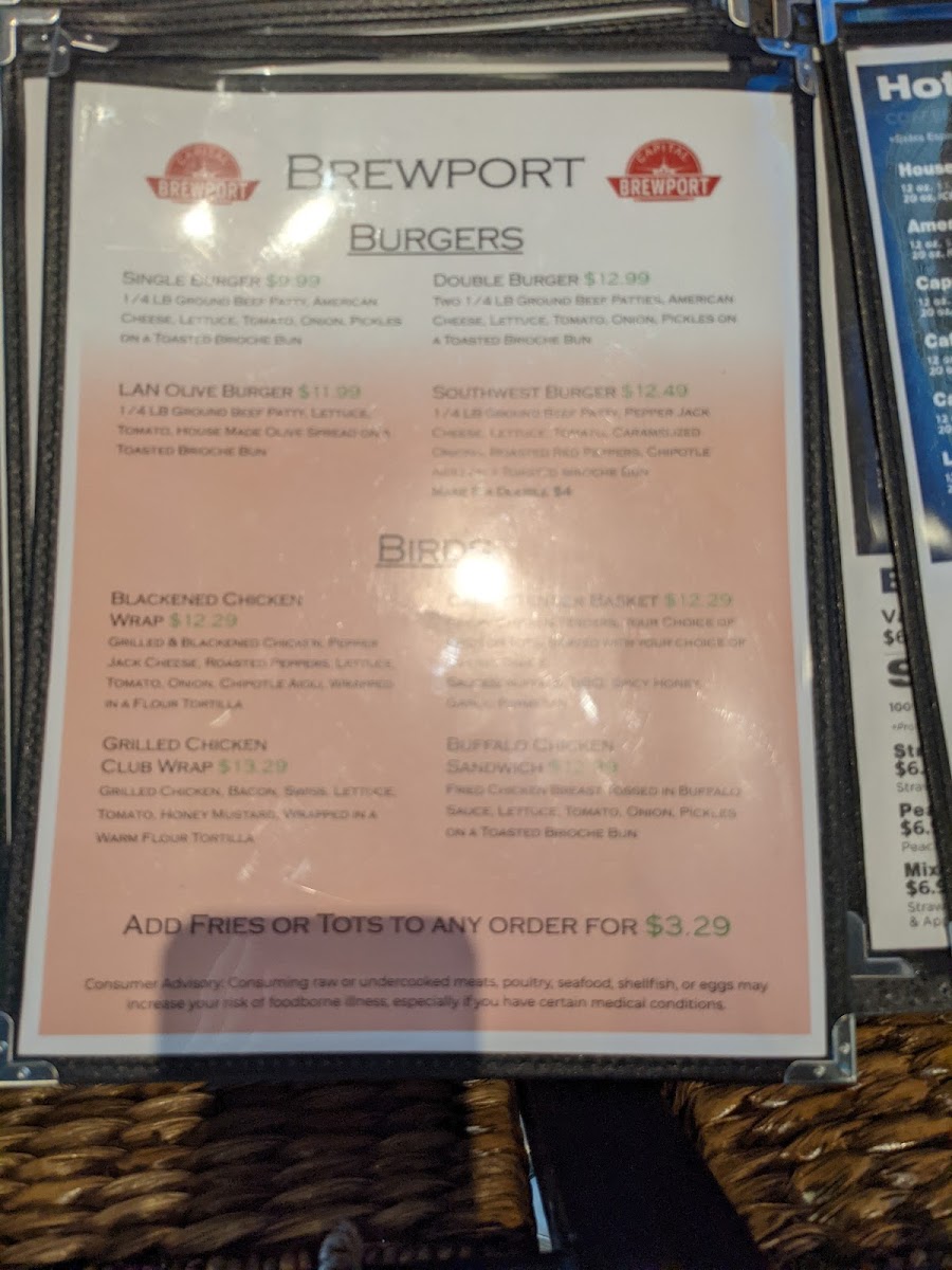 Capital Brewport Photo Menu 2