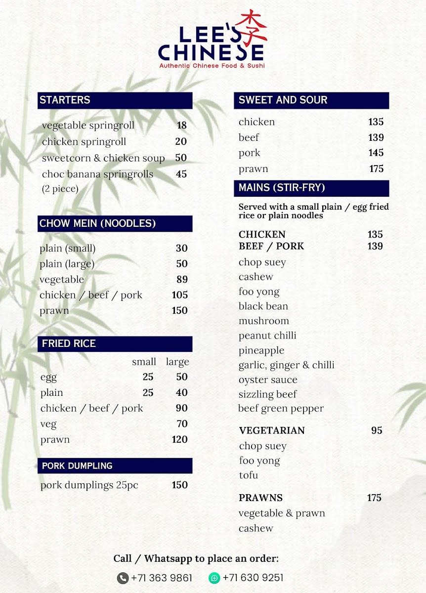 Lee's Chinese Restaurant Photo Menu 2