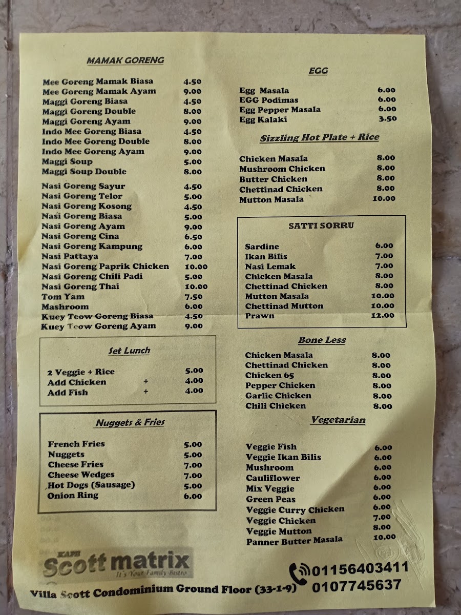 Kafe Scott Matrix Photo Menu 2