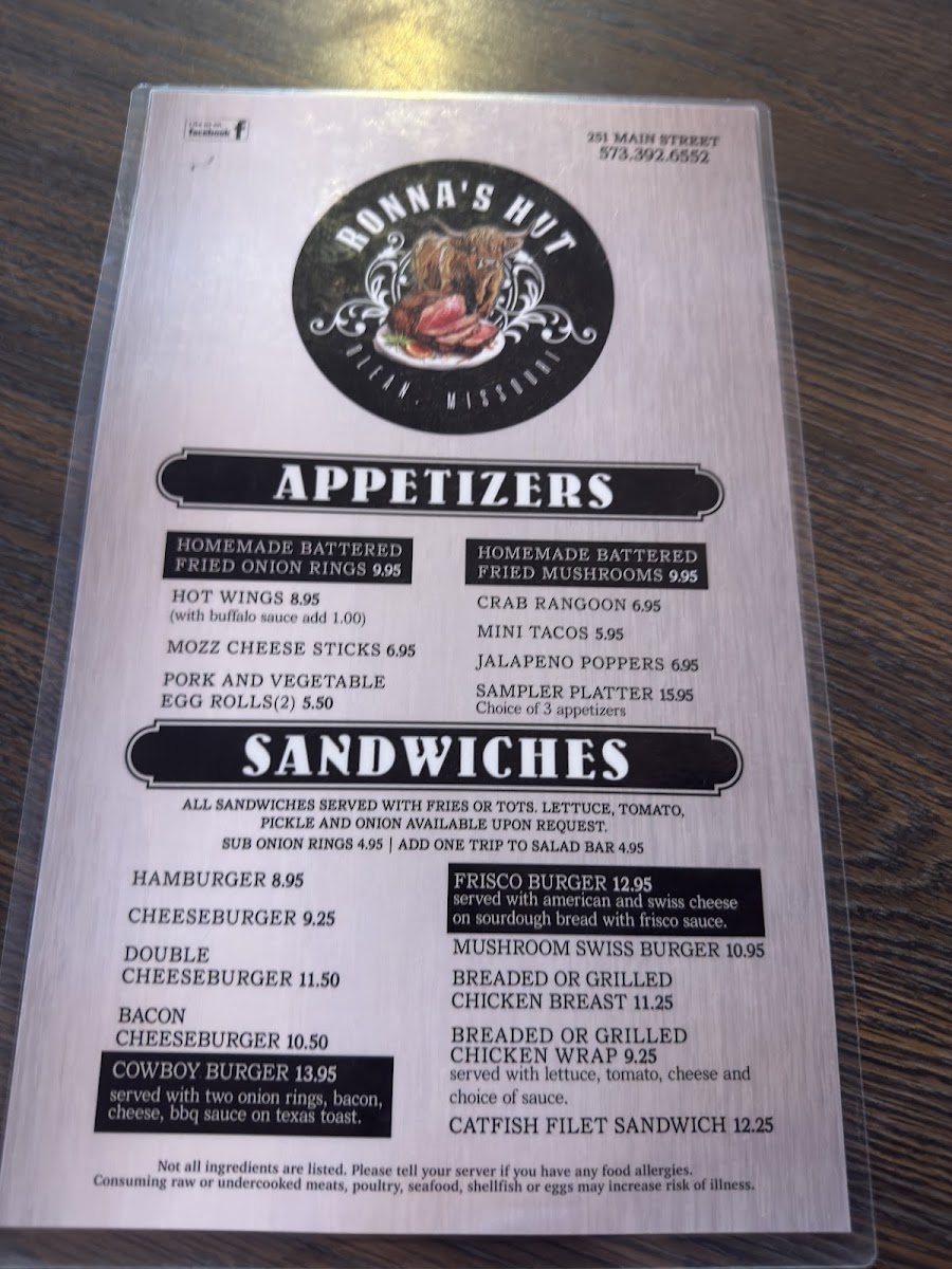 Ronna's Hut Photo Menu 3