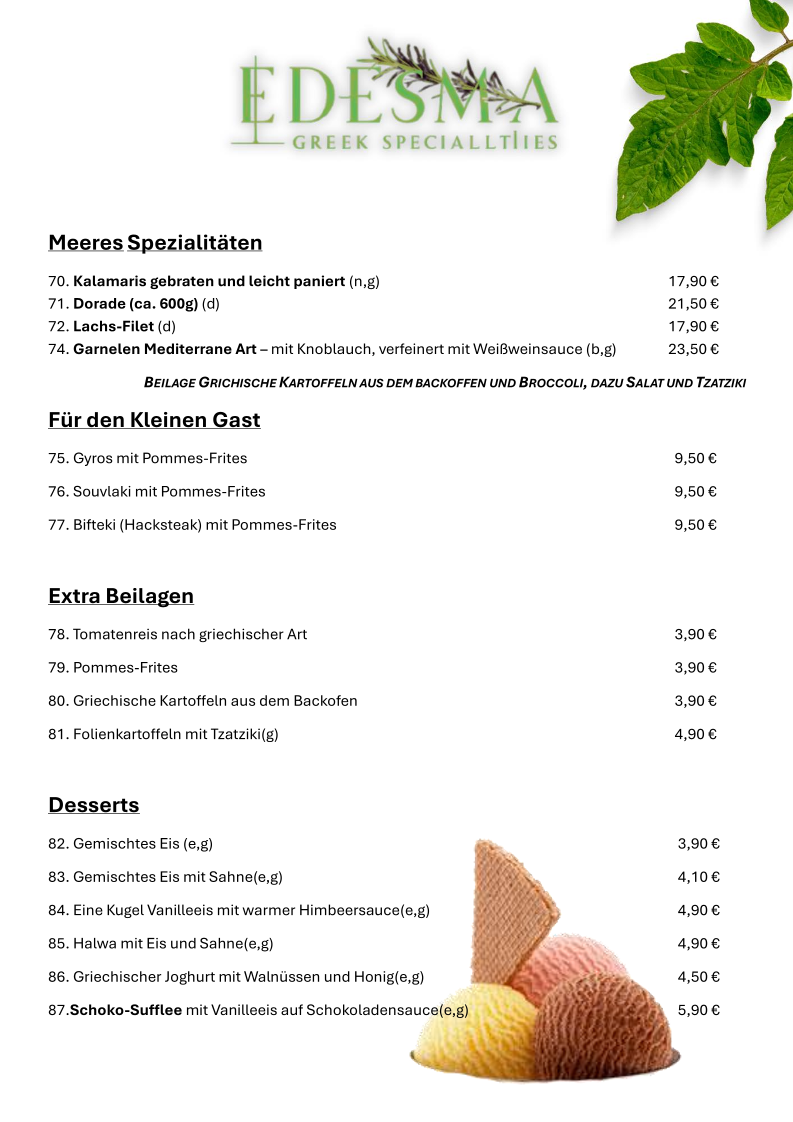 Edesma Griechisches Restaurant Photo Menu 1