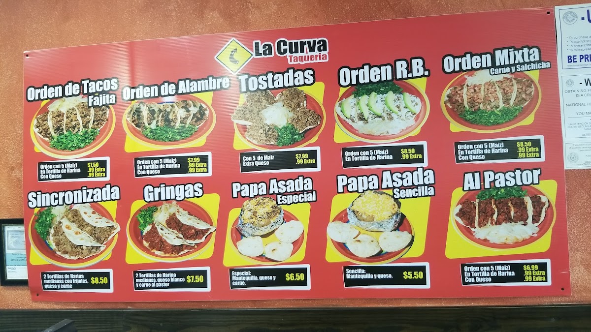 La Curva Taqueria, Mission Tx. Photo Menu 3
