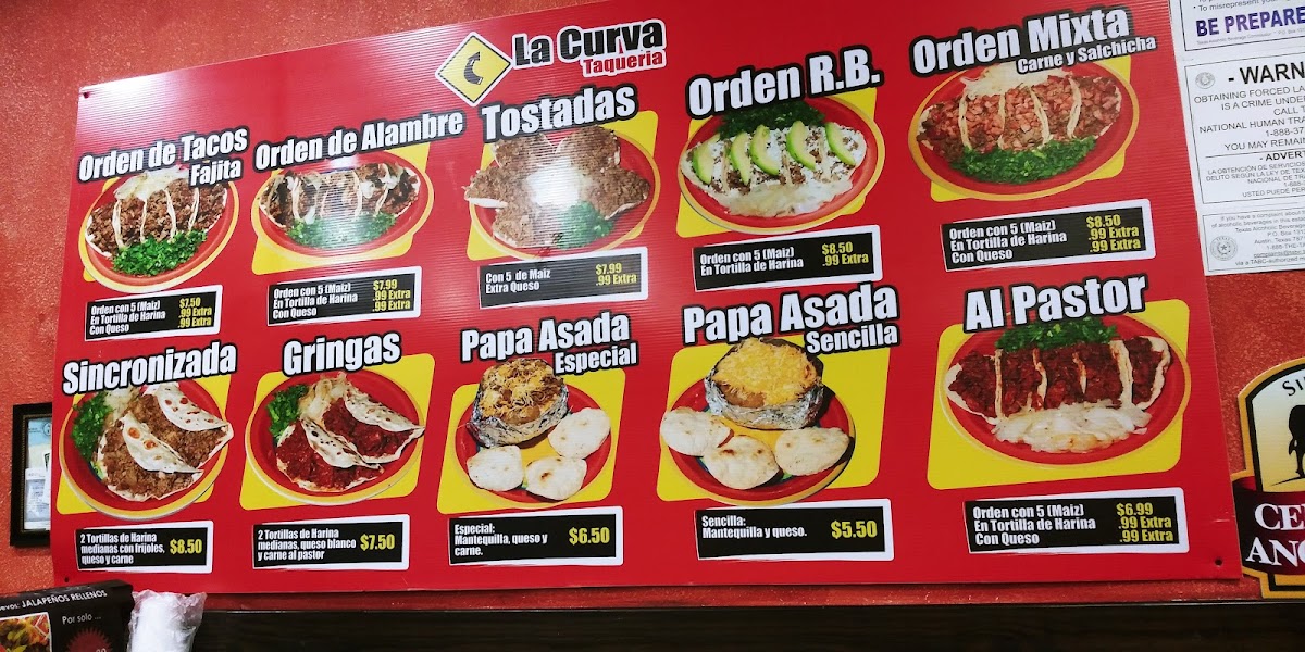La Curva Taqueria, Mission Tx. Photo Menu 6