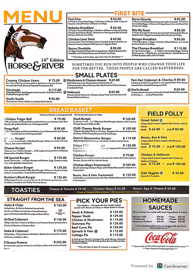 Horse And River Pub & Grill Photo Menu 1