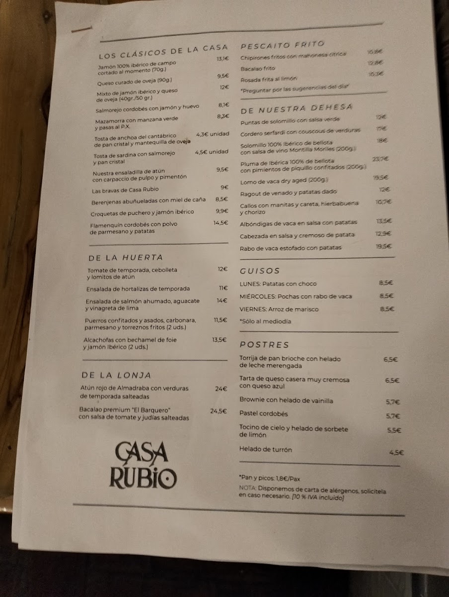 Restaurante Casa Rubio Photo Menu 8