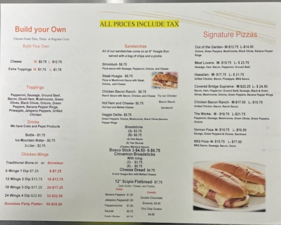 Scipio Pizza & General Store Photo Menu 1
