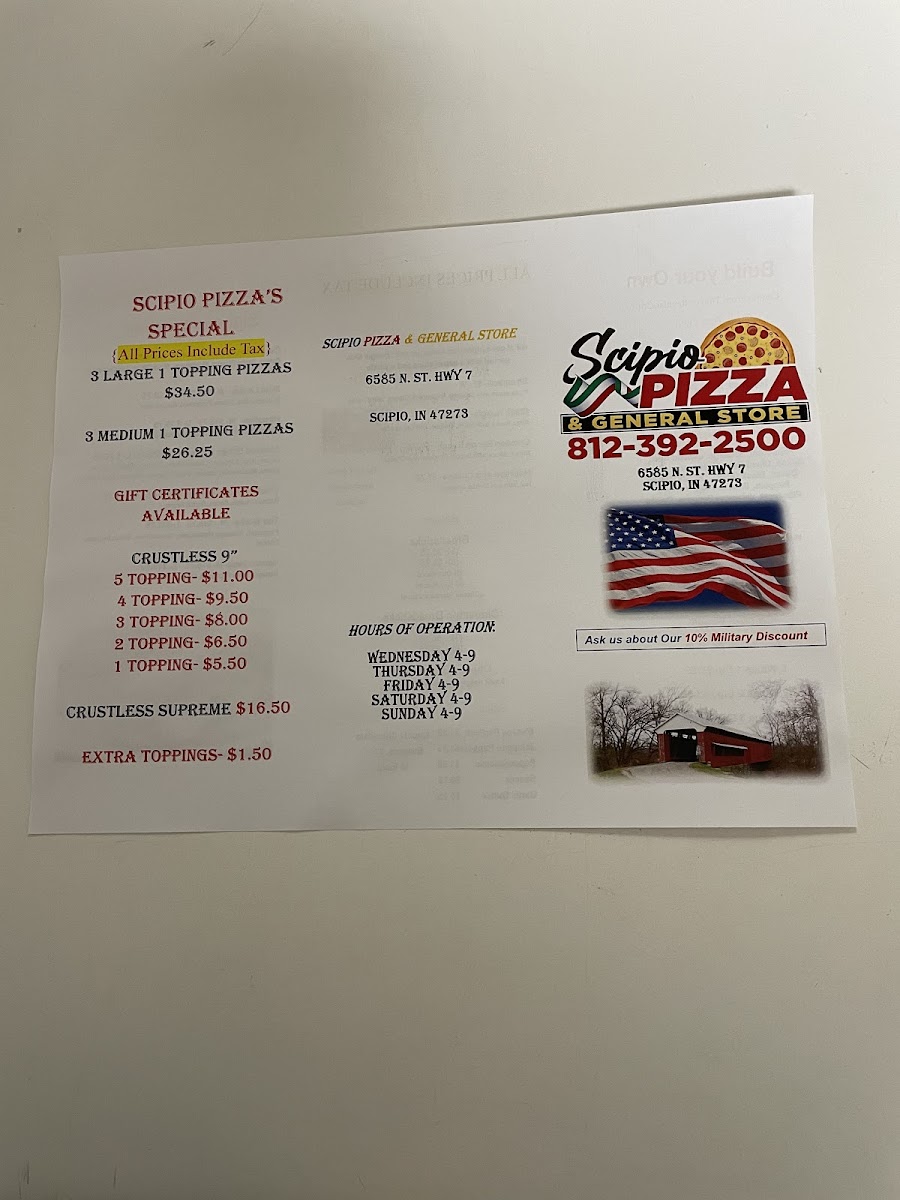 Scipio Pizza & General Store Photo Menu 4