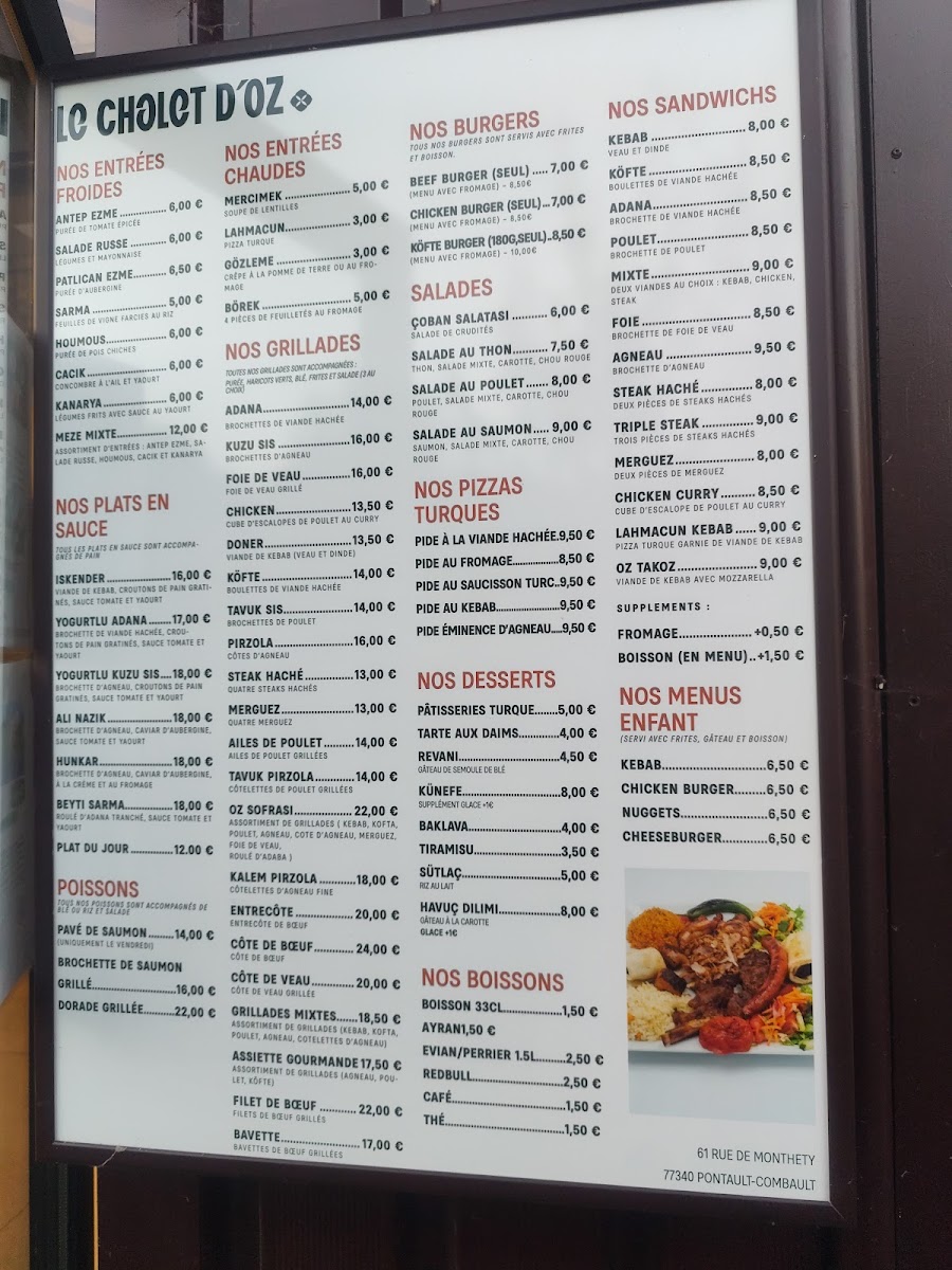 Le Chalet d’oz - Kebab Photo Menu 3