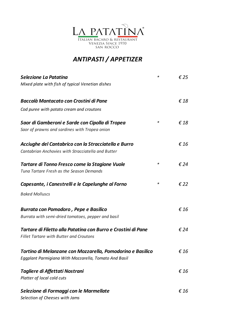 La Patatina San Rocco Photo Menu 1