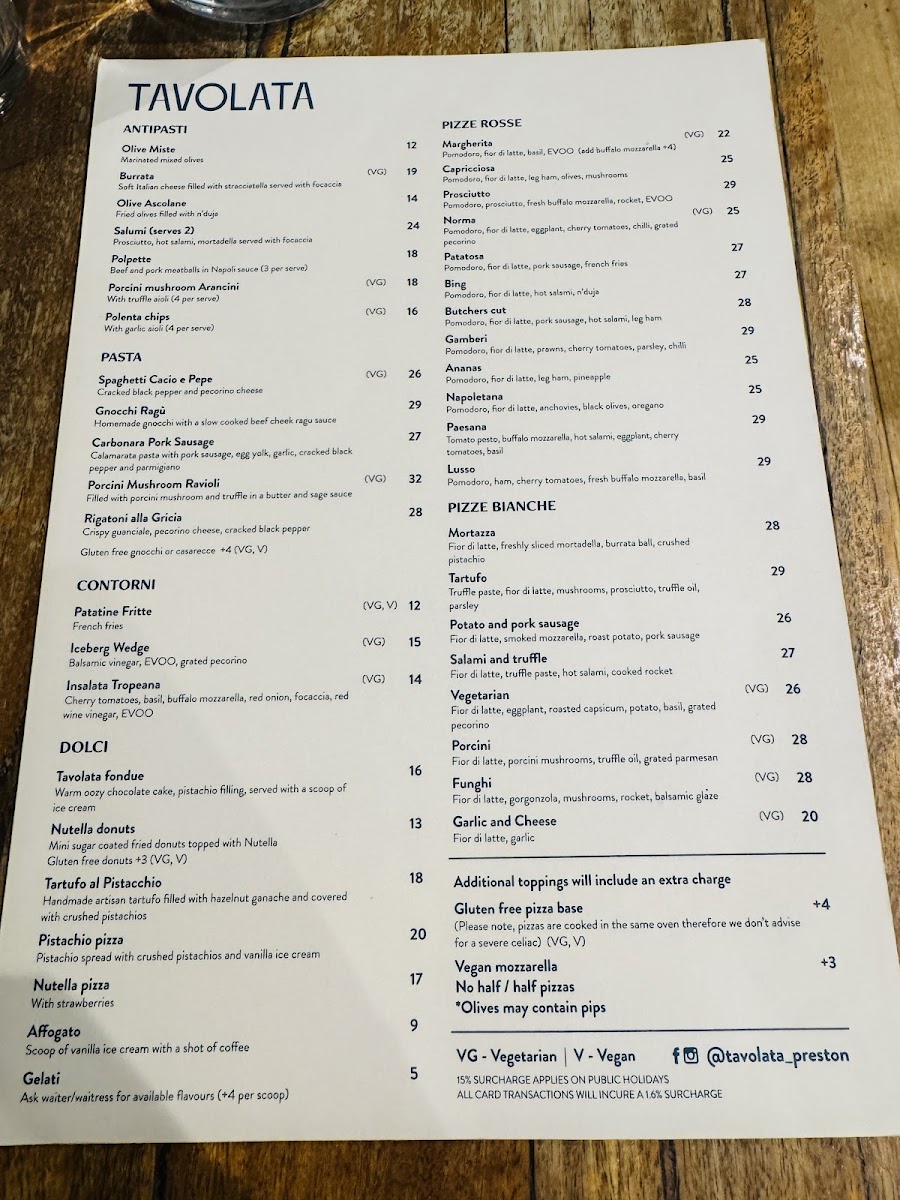 TAVOLATA Photo Menu 1