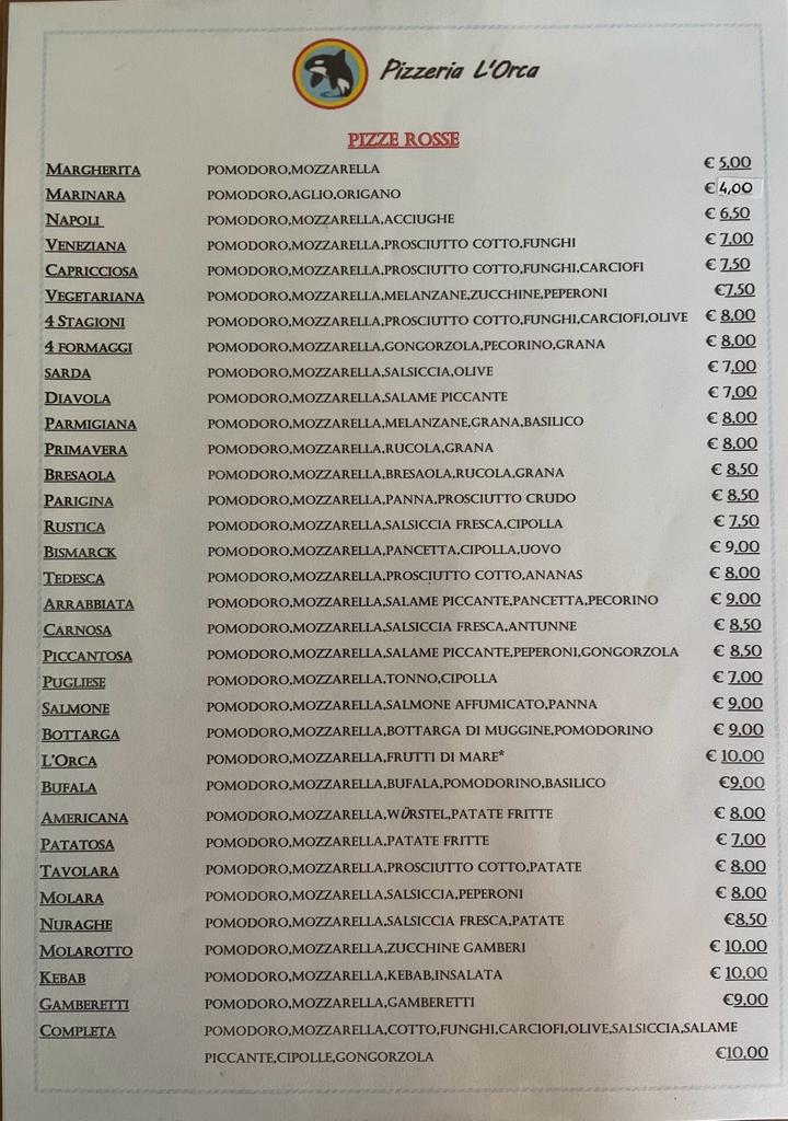 Pizzeria L’Orca Photo Menu 7