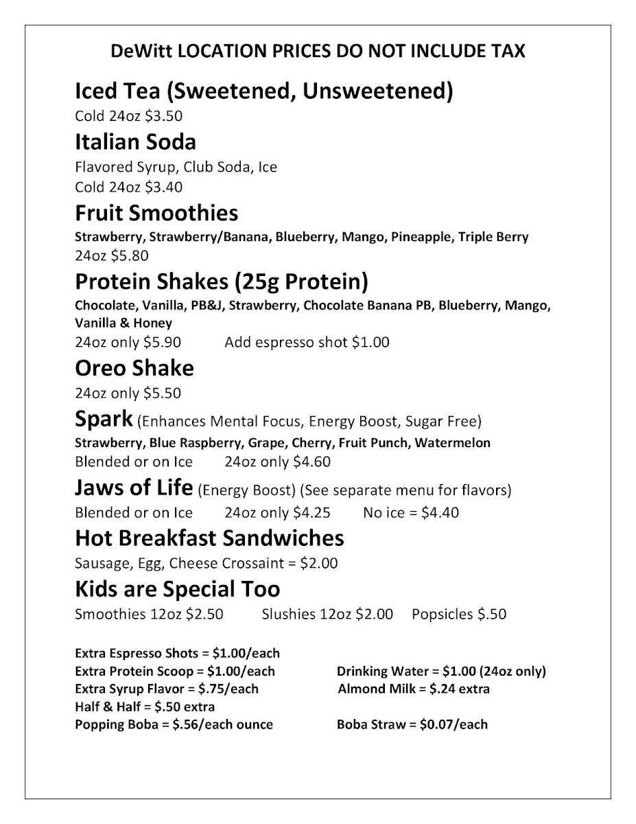 Brent’s Firehouse Coffee Photo Menu 2