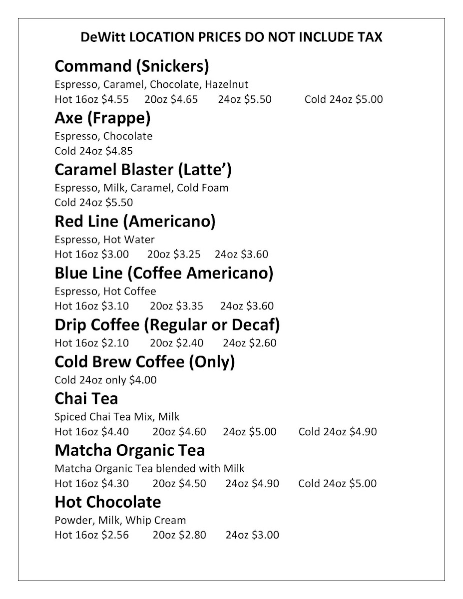Brent’s Firehouse Coffee Photo Menu 3