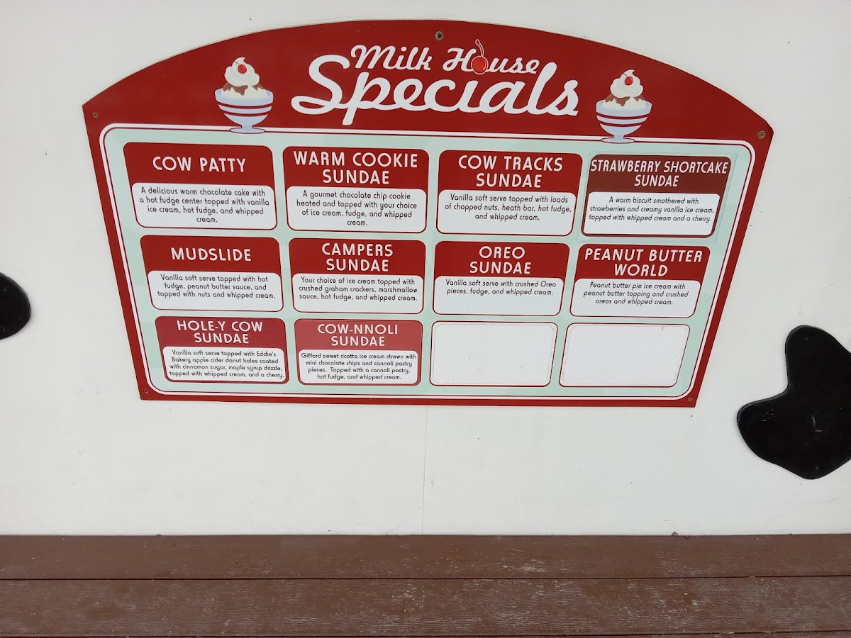 Milkhouse Ice Cream Photo Menu 1
