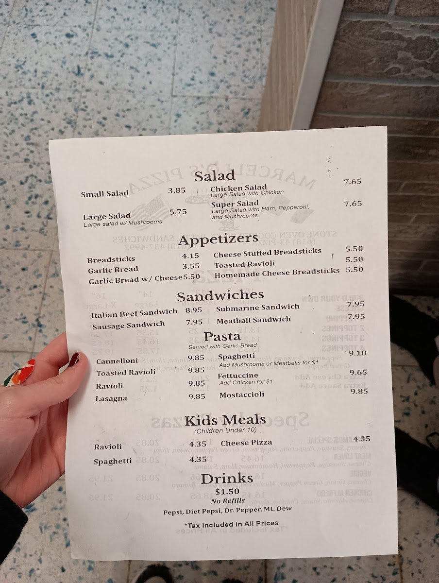 Marcello's Pizza Photo Menu 1