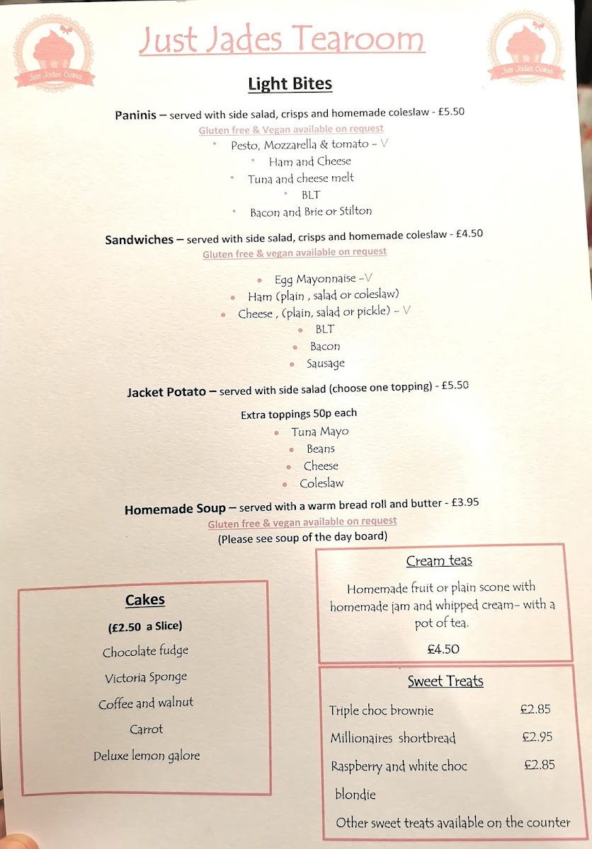 Just Jades Tearoom Photo Menu 1