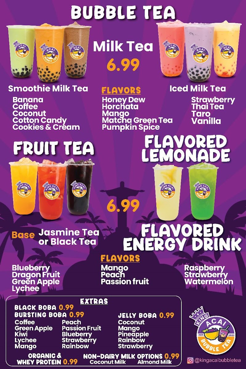 King Acai Bubble Tea Photo Menu 2