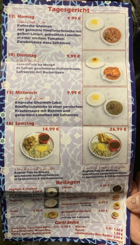 persisches Restaurant Photo Menu 9
