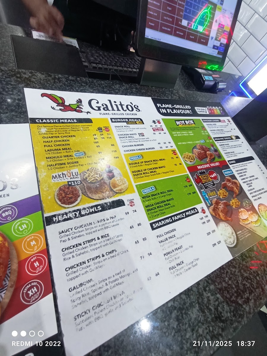 Galito's Roodepoort Photo Menu 2
