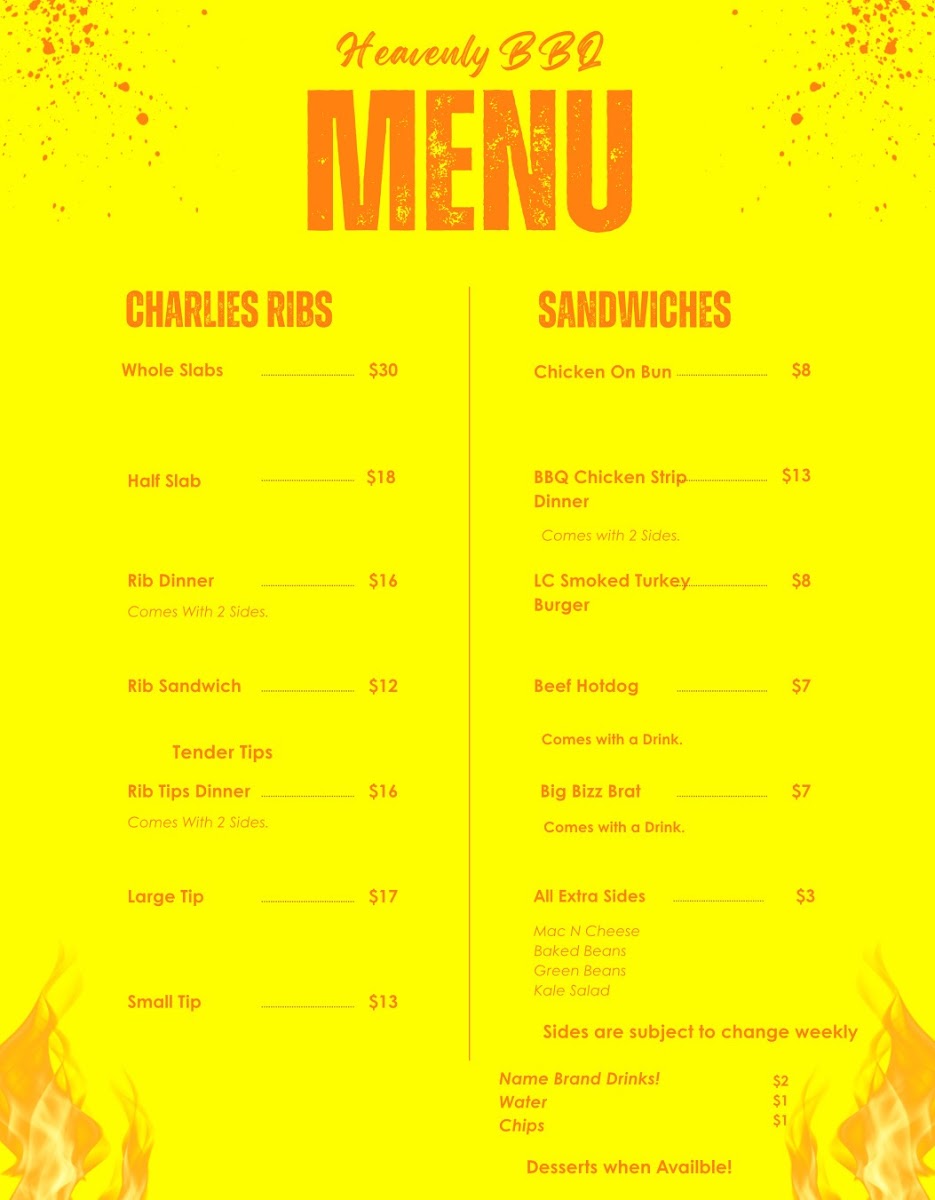 Heavenly BBQ Photo Menu 1