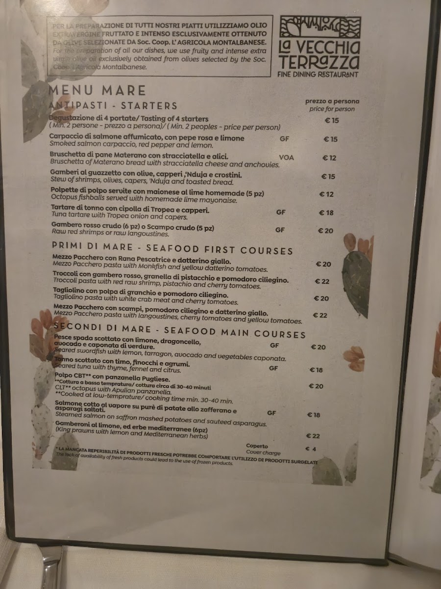 Ristorante La Vecchia Terrazza Ostuni Photo Menu 1