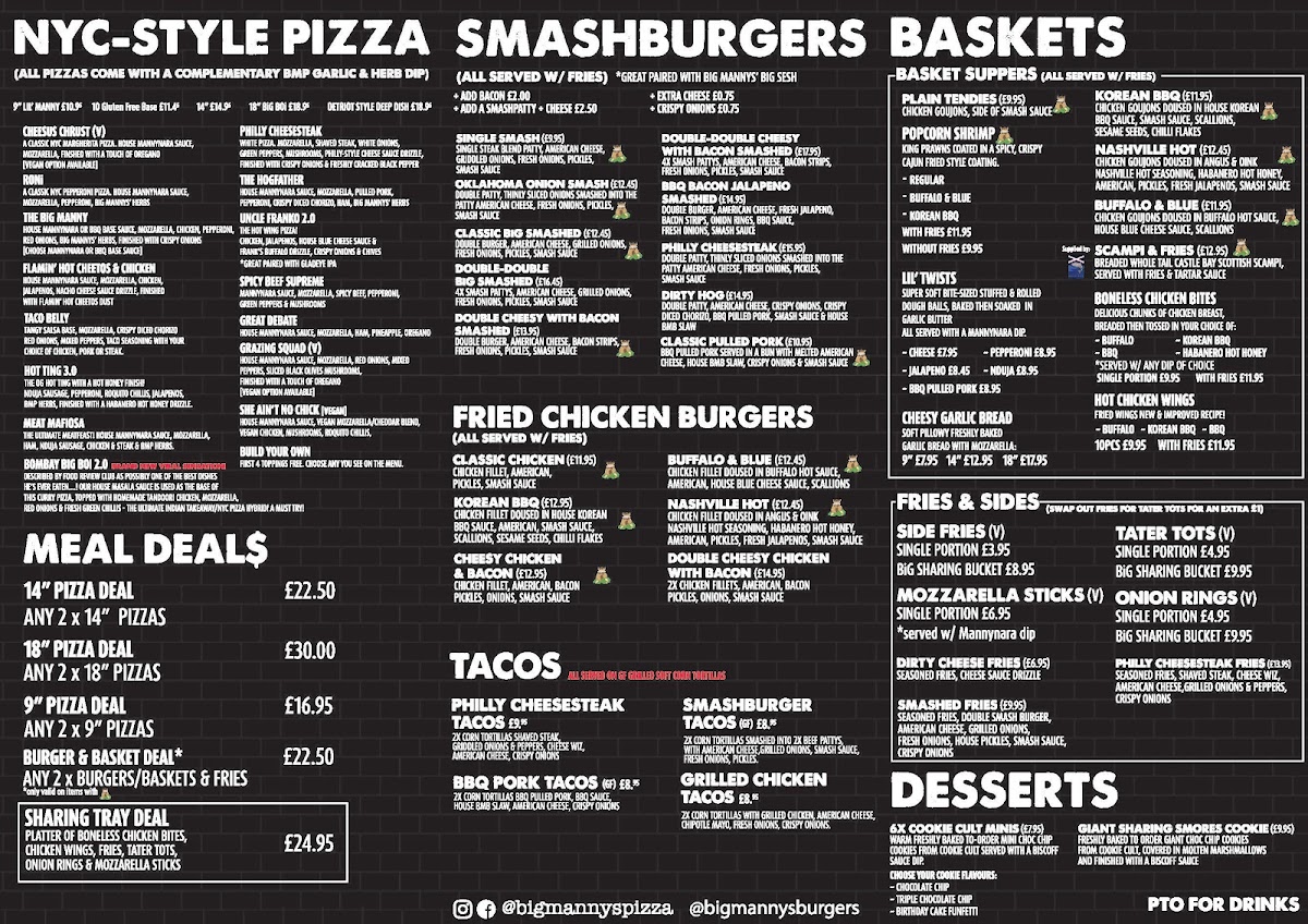 Big Mannys' Pizza, Stonehaven Photo Menu 1
