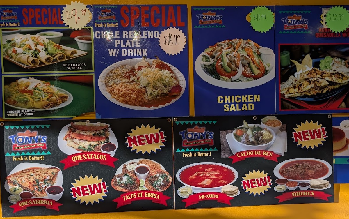 Tony's Fresh Mexican Food Photo Menu 2