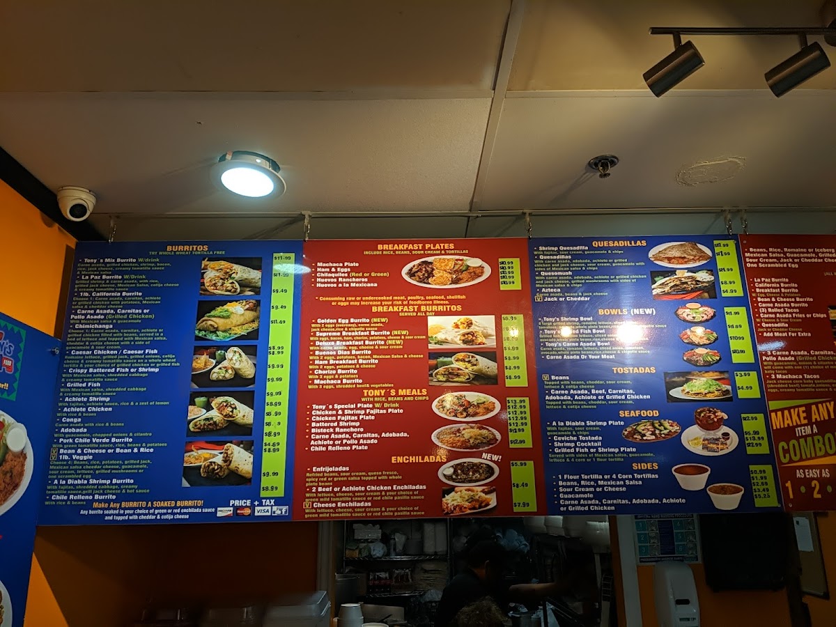 Tony's Fresh Mexican Food Photo Menu 6