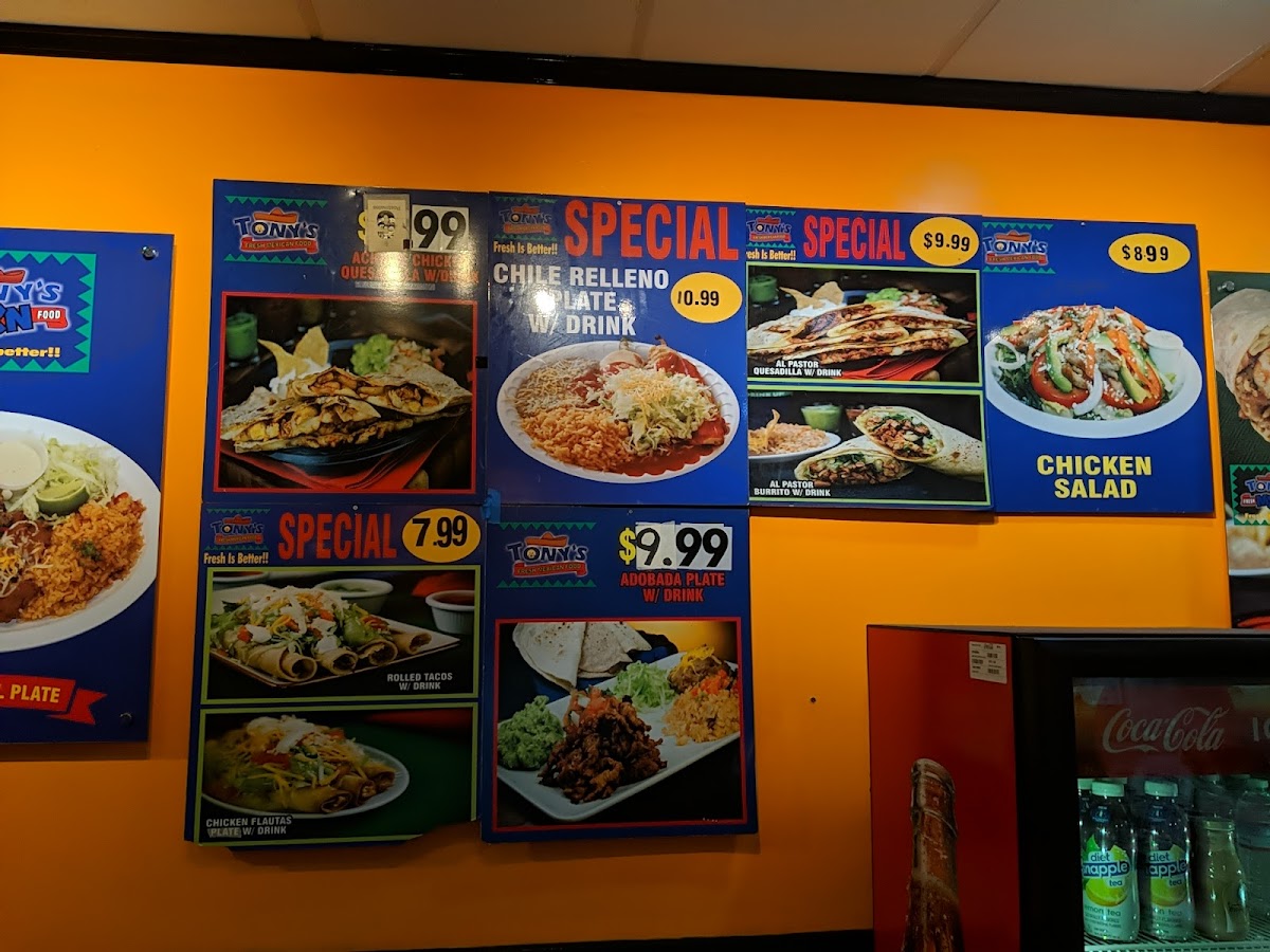 Tony's Fresh Mexican Food Photo Menu 9