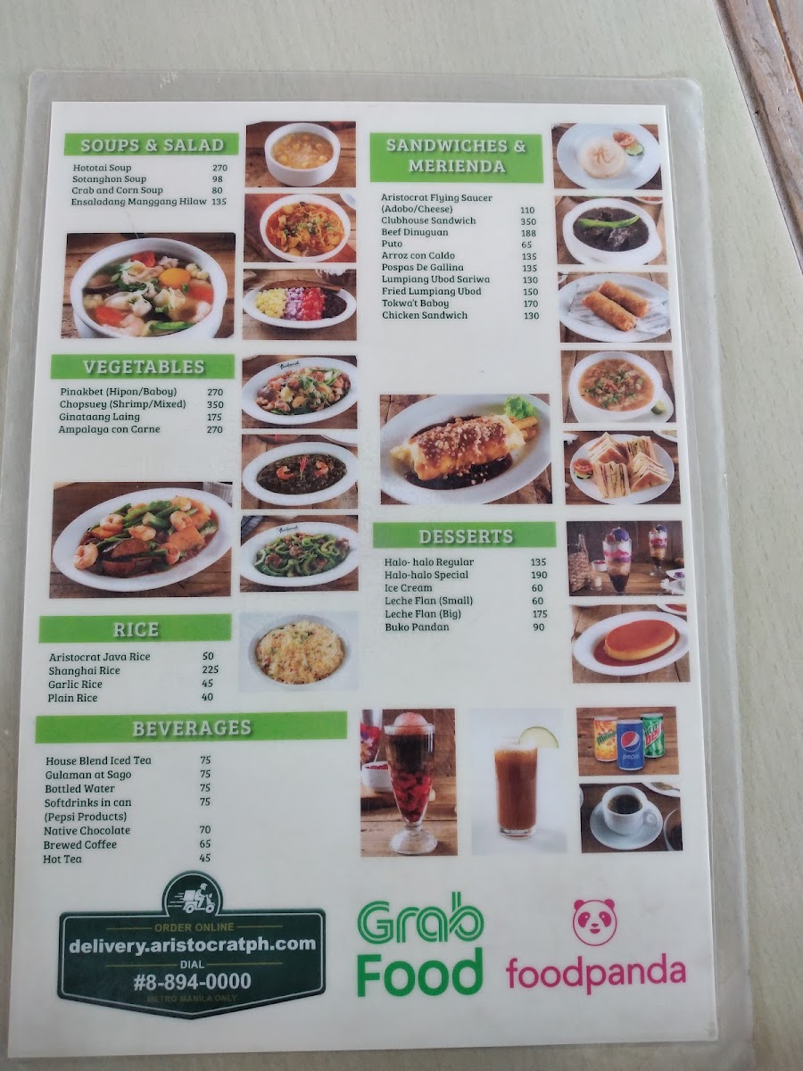 The Aristocrat Restaurant - Malolos, Bulacan Photo Menu 1