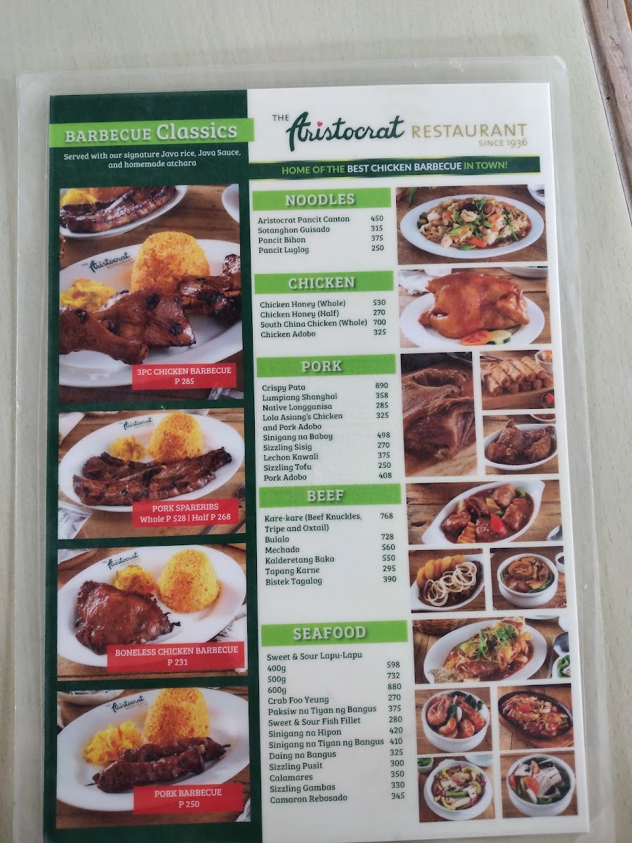 The Aristocrat Restaurant - Malolos, Bulacan Photo Menu 2