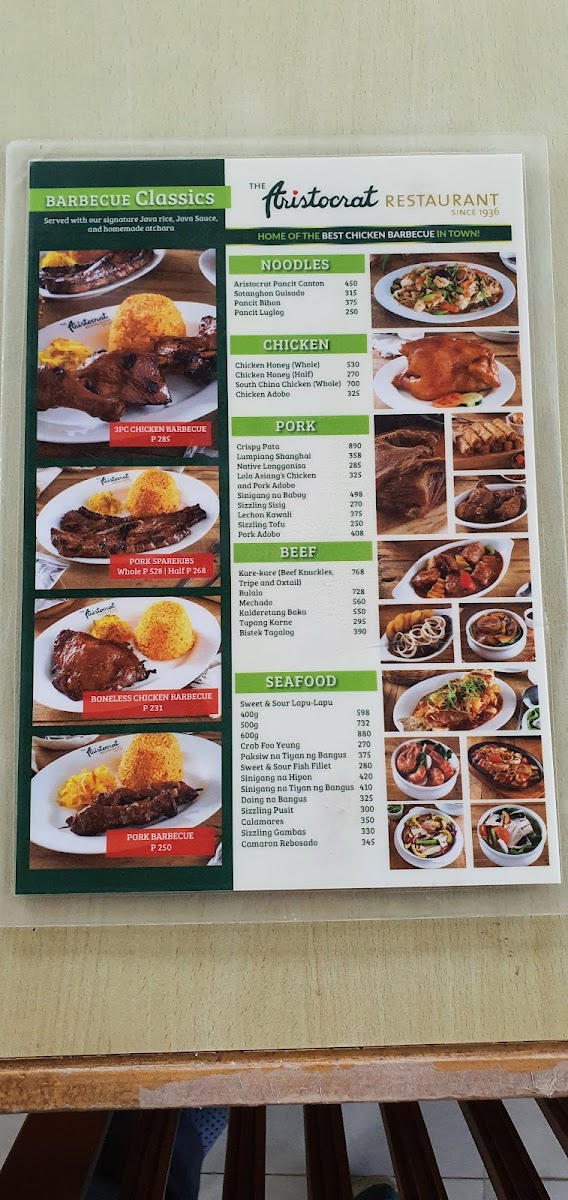 The Aristocrat Restaurant - Malolos, Bulacan Photo Menu 4